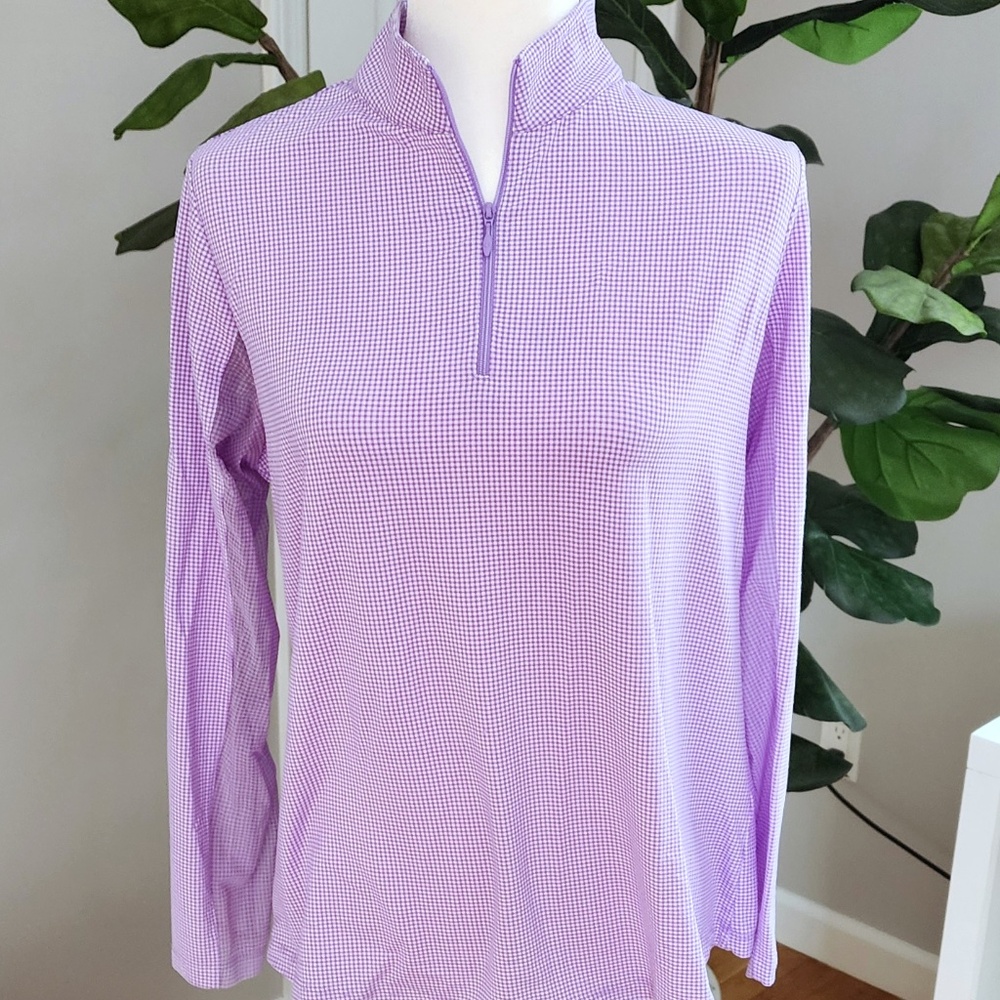 IBKUL Gingham Lavender Style Top